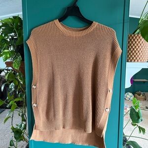 Wishlist Warm Camel Ribbed Short Sleeve Sweater Top